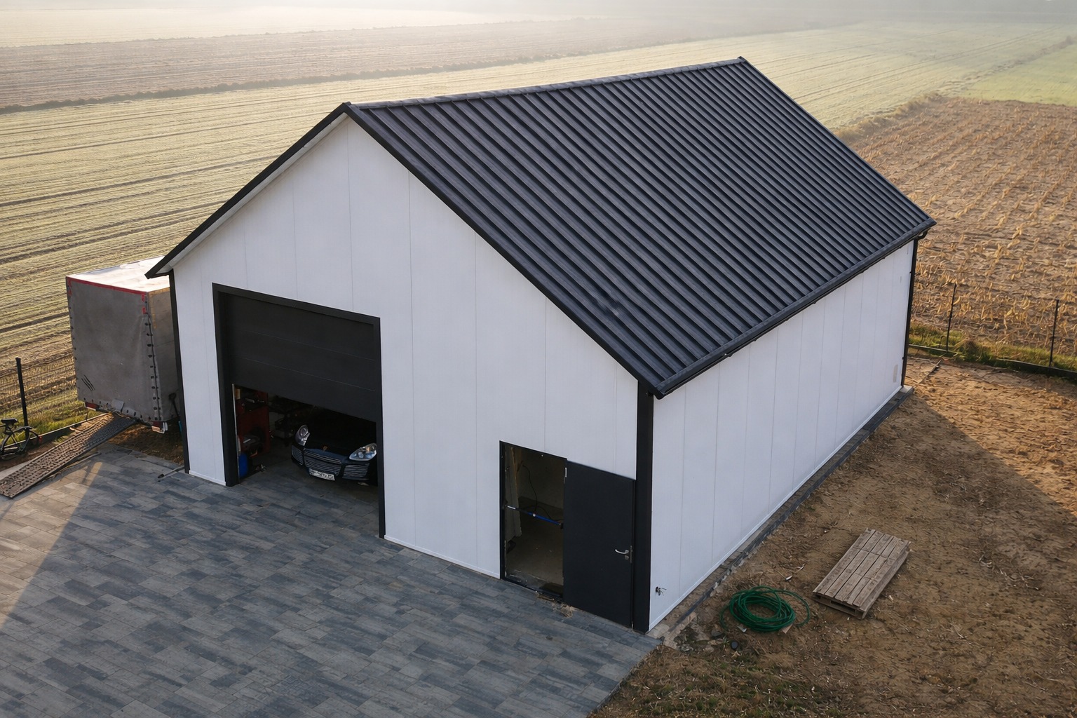 Garaż z płyty warstwowej 8×12m — Przemyśl